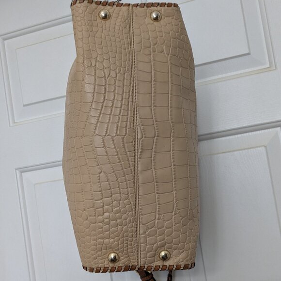MICHAEL KORS Beige Croco Large Hamilton Whip-Stitch Chain Shoulder Bag  Satchel - Picture 7 of 15